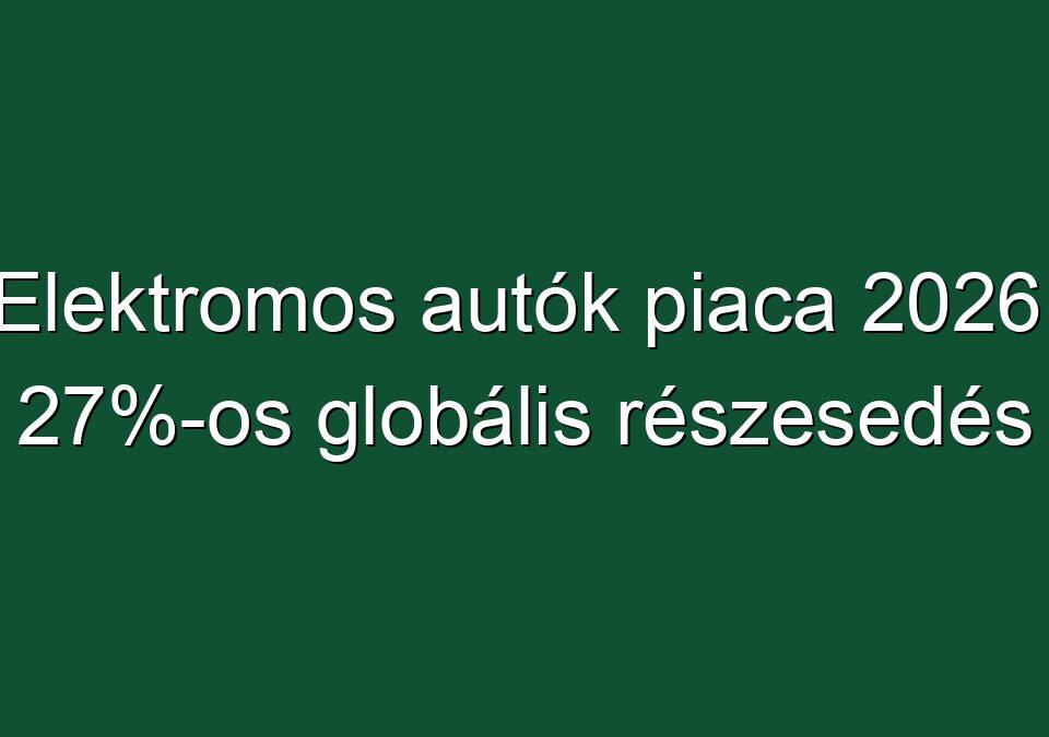 Elektromos autók piaca 2026: 27%-os globális részesedés